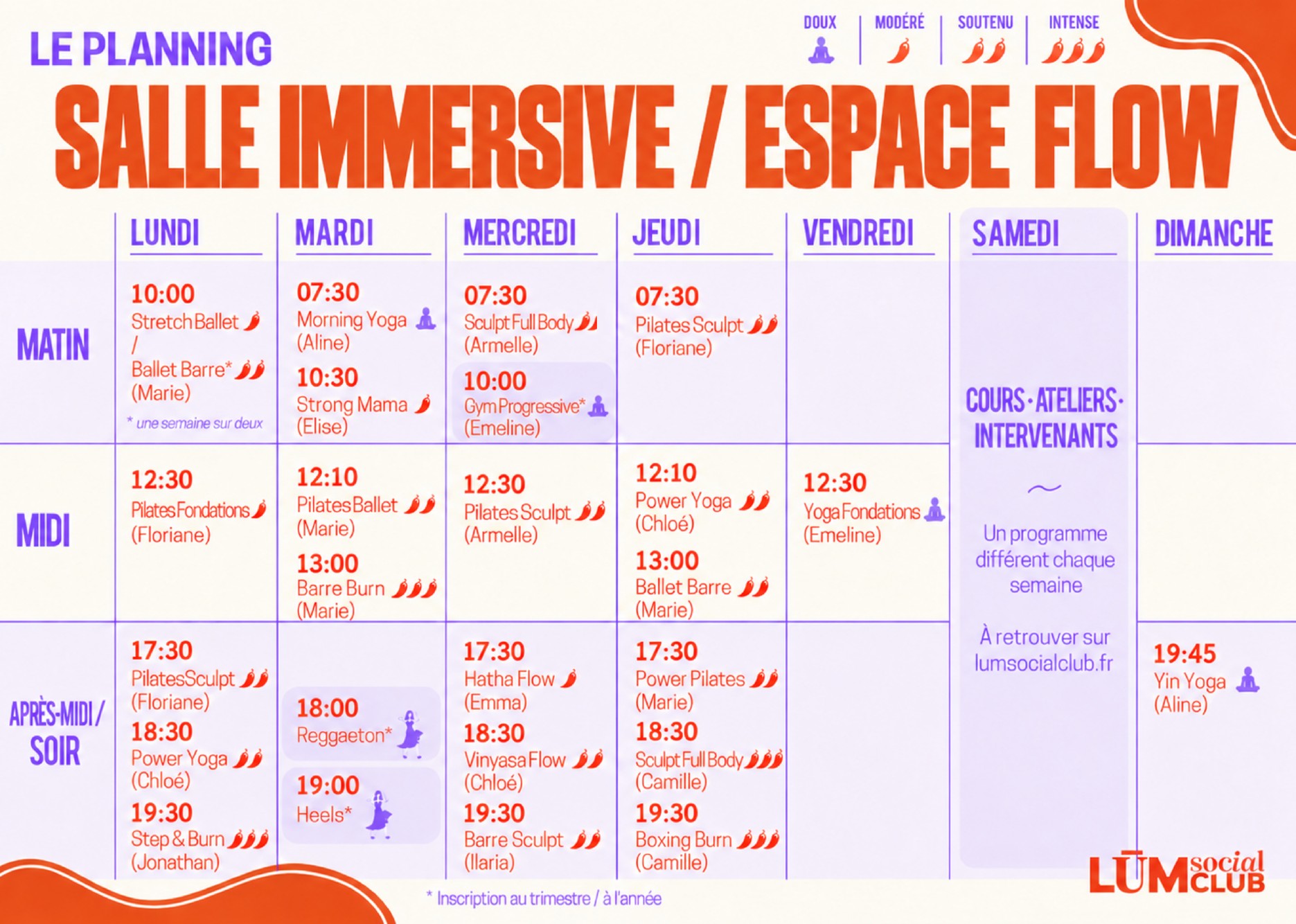 Planning Salle Immersive · Espace Flow · LŪM Social Club